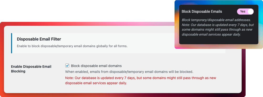 Enable Disposable Email Blocking